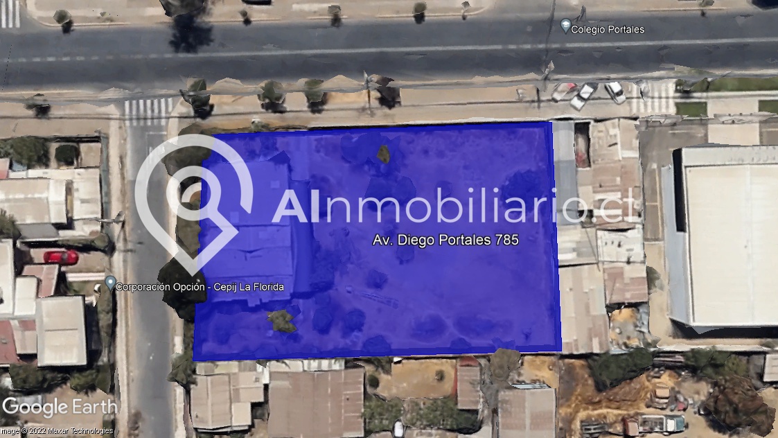 Vista aérea terreno en venta ubicado en Diego Portales comuna de La Florida