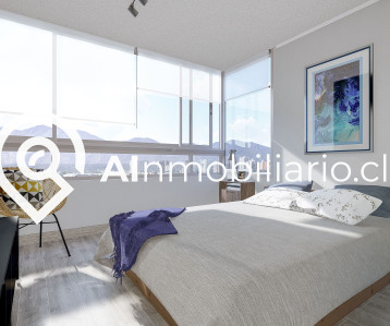 Vista del dormitorio de los departamentos ubicados en Curiñanca comuna de San Miguel
