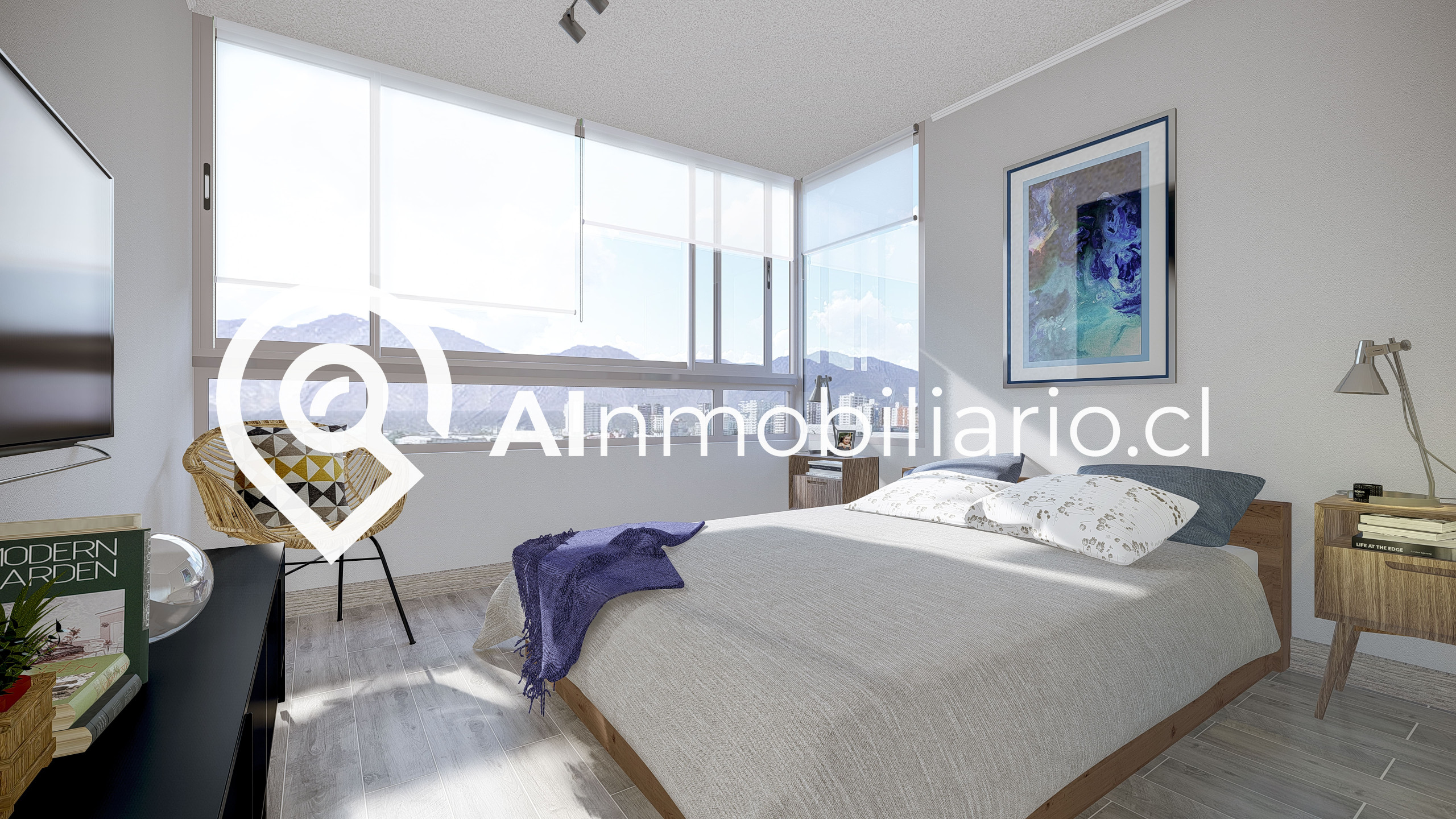 Vista del dormitorio de los departamentos ubicados en Curiñanca comuna de San Miguel