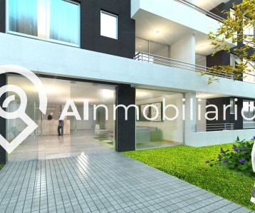 Vista de la entrada del edificio en Inés de Suarez comuna de La Florida