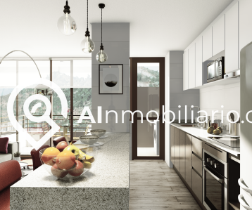 Vista de la cocina departamentos en Recoleta