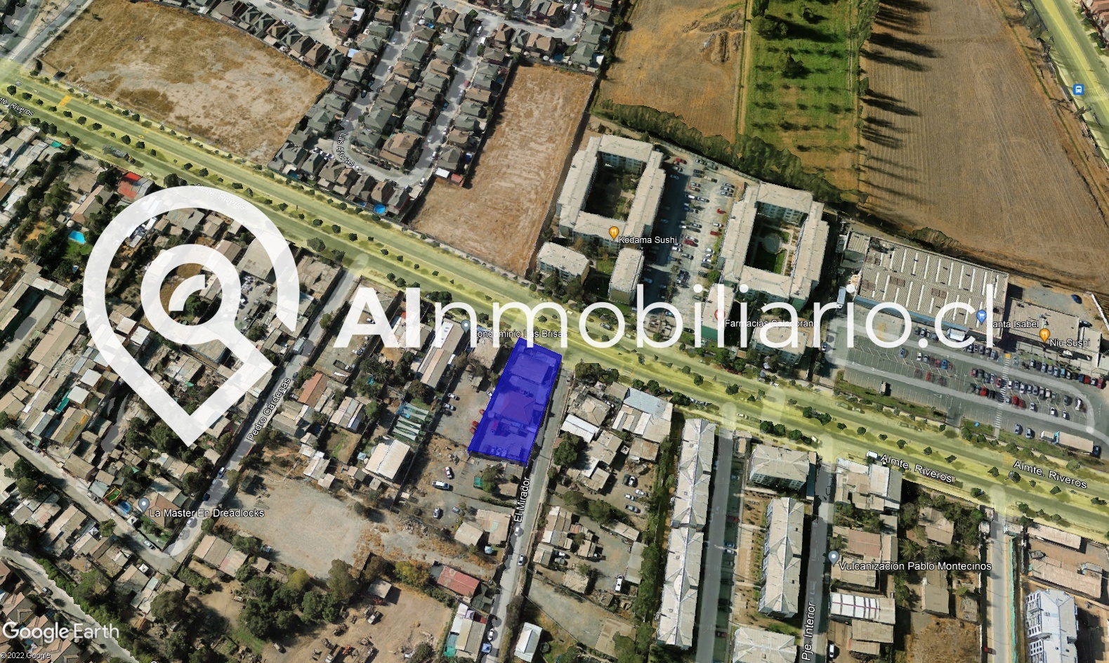 venta terreno san bernardo, almirante riveros ,vista aerea