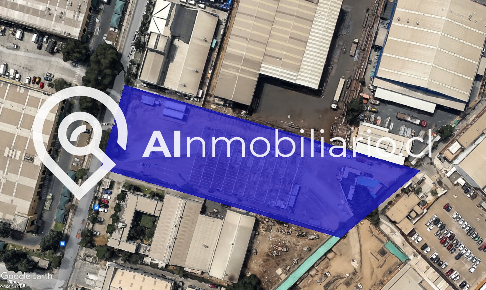 Imagen de la superficie de la propiedad en venta en Ojos del Salado, Quilicura, con detalles de la distribución de la misma y su tamaño