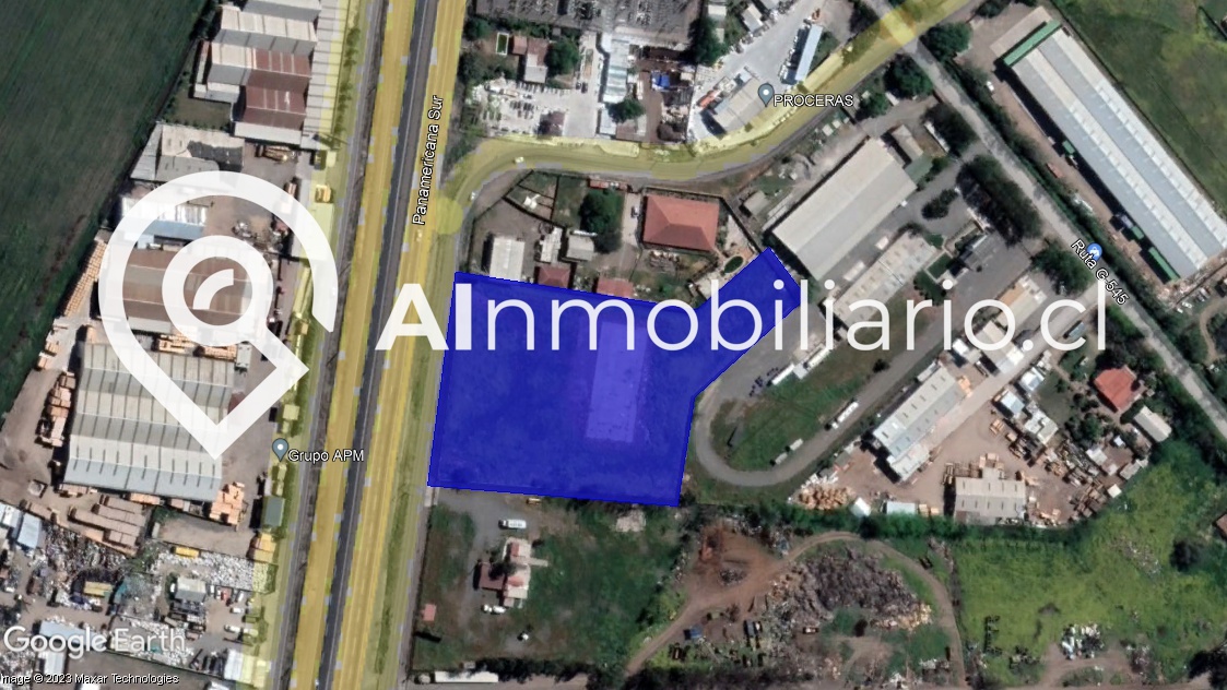 Vista aérea de la superficie de terreno en venta en Paine
