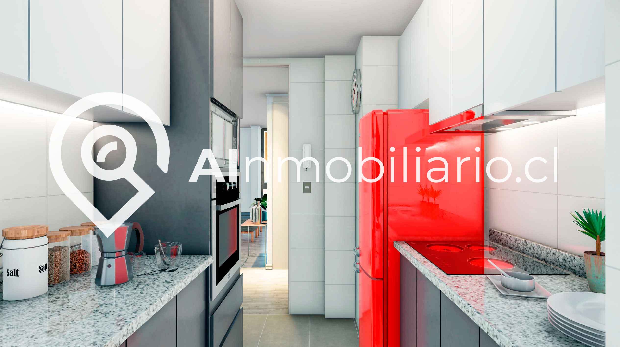 Imagen de la moderna cocina del departamento en arriendo en David Arellano, comuna de Independencia