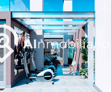 Imagen del gimnasio equipado del edificio en David Arellano, comuna de Independencia