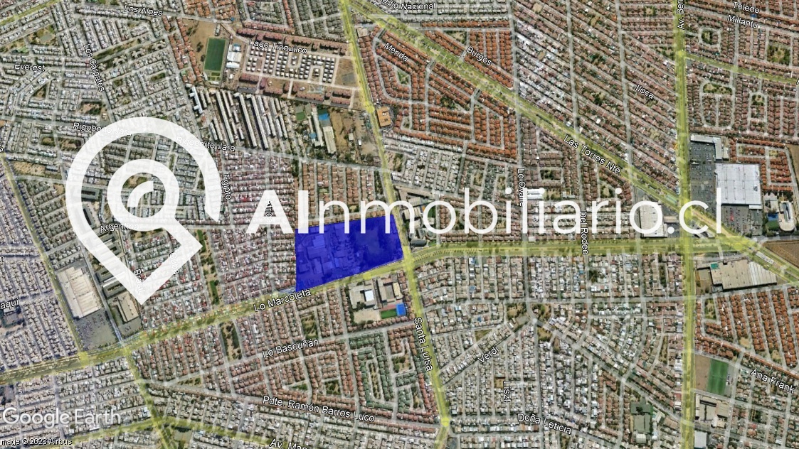 Vista aérea de la superficie de la propiedad en venta en Quilicura, Marcoleta