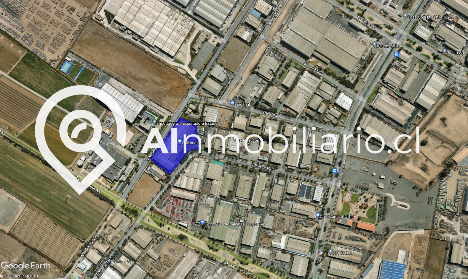 Foto del terreno en venta en Santa Josefina, comuna de San Bernardo. Ubicado en la zona industrial de Industria Chilemat